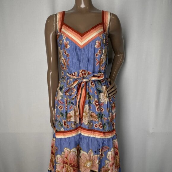 Farm Rio Women’s Superbloom Tapestry V-Neck Maxi Dress – Blue/Multi Floral – XXS - Picture 1 of 10